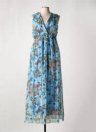 Robe longue imprimé fleurs sans manche bleu LEO & UGO femme