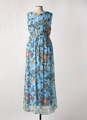 Robe longue imprimé fleurs sans manche bleu LEO & UGO femme