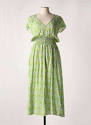 Robe longue manches courtes manches courtes vert IMPAQT femme