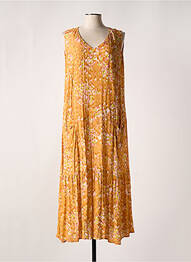 Robe longue imprimé fleurs sans manche orange ALAIN MURATI femme