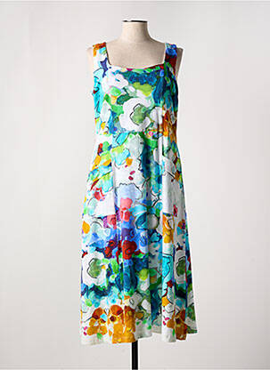 Robe mi-longue imprimé fleurs sans manche bleu DOLCEZZA femme