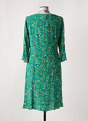 Robe mi-longue imprimé fleurs manches 3/4 vert DIVAS femme