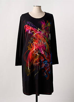 Robe mi-longue imprimé fantaisie manches longues noir FIGURE LIBRE femme