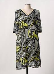 Robe mi-longue coupe fluide manches courtes vert DIVAS femme