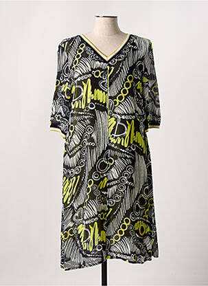 Robe mi-longue imprimé fantaisie manches courtes vert DIVAS femme