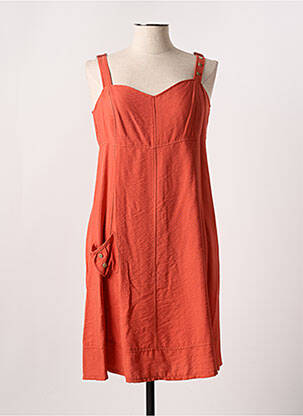 Robe mi-longue tissage crêpe fines bretelles orange HALOGENE femme