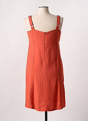 Robe mi-longue tissage crêpe fines bretelles orange HALOGENE femme