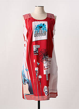 Robe mi-longue imprimé fantaisie sans manche rouge FIGURE LIBRE femme
