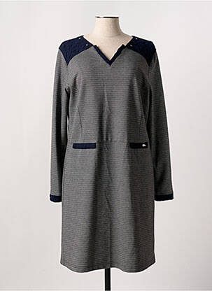 Robe mi-longue imprimé fantaisie manches longues bleu THALASSA femme