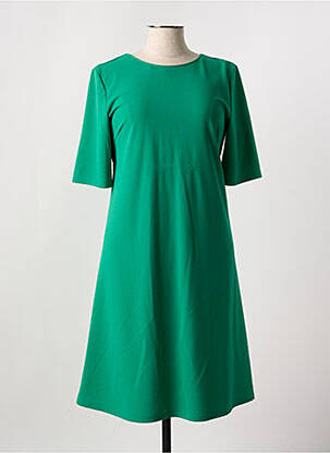 Robe mi-longue tissage crêpe manches courtes vert MISS SIDECAR femme