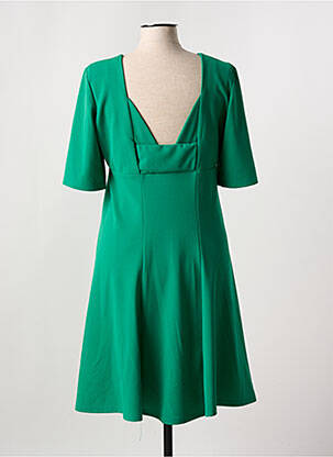 Robe mi-longue tissage crêpe manches courtes vert MISS SIDECAR femme