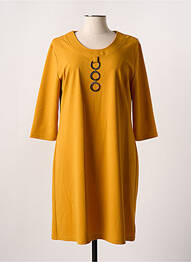 Robe mi-longue manches 3/4 manches 3/4 jaune HALOGENE femme
