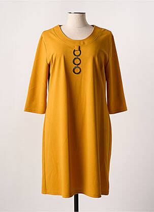 Robe mi-longue manches 3/4 manches 3/4 jaune HALOGENE femme