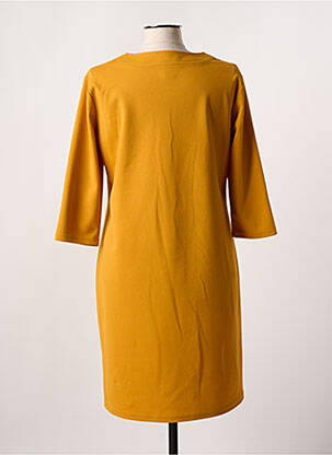 Robe mi-longue manches 3/4 manches 3/4 jaune HALOGENE femme