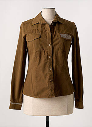 Chemisier coupe cintrée manches longues marron AQUAJEANS femme