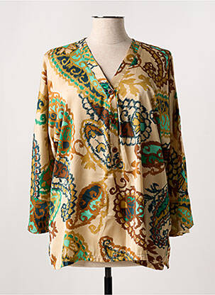 Tunique manches longues fermeture boutonnée sur le devant beige KAKIE femme
