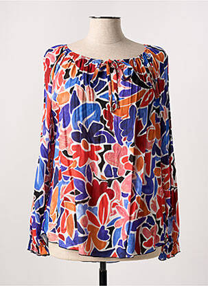 Blouse imprimé fleurs manches longues bleu HALOGENE femme