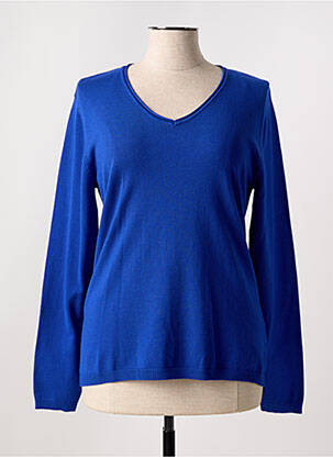Pull coupe cintrée manches longues bleu MARINA V femme