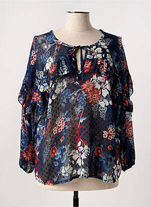 Blouse légère et transparente manches longues bleu HALOGENE femme