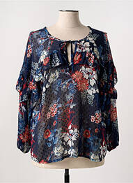 Blouse légère et transparente manches longues bleu HALOGENE femme