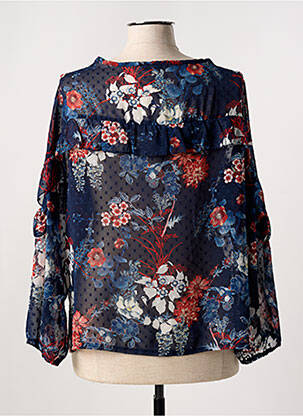 Blouse légère et transparente manches longues bleu HALOGENE femme