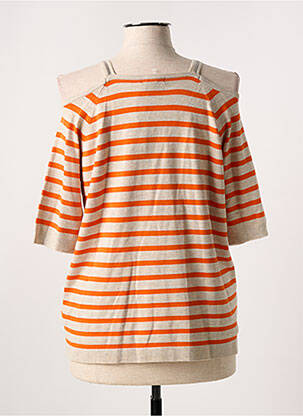 Pull col v manches courtes orange LEO & UGO femme