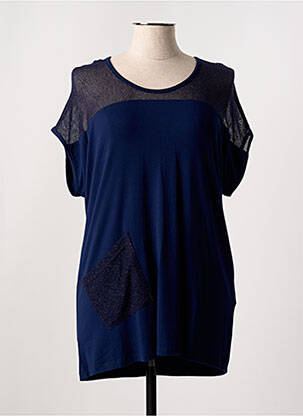 T-shirt stretch manches courtes bleu ALAIN MURATI femme