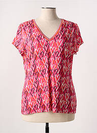 T-shirt col v manches courtes rose DIVAS femme