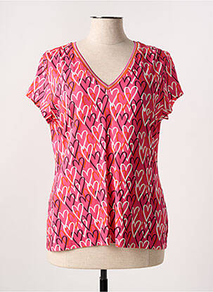T-shirt col v manches courtes rose DIVAS femme