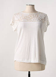 T-shirt stretch manches courtes beige LEO & UGO femme