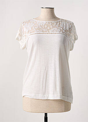 T-shirt stretch manches courtes beige LEO & UGO femme