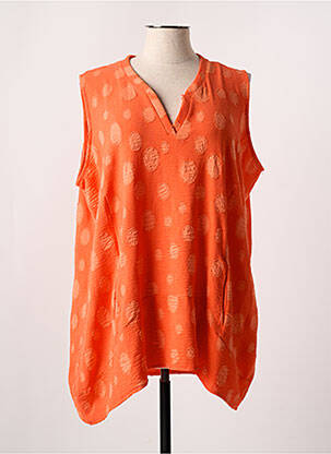 Tunique sans manche tissage crêpe orange KAKIE femme
