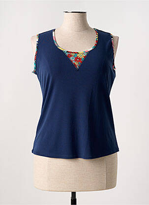 Débardeur col v sans manche bleu JEAN DELFIN femme
