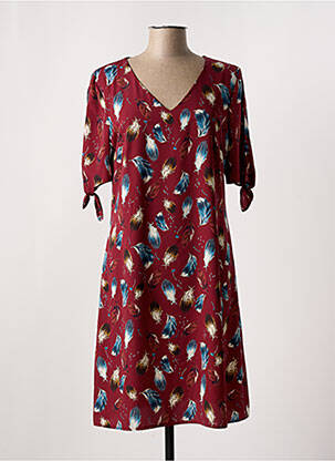Robe mi-longue imprimé fantaisie manches courtes rouge MOKA'S femme
