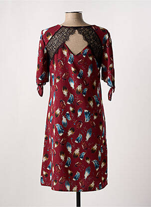 Robe mi-longue imprimé fantaisie manches courtes rouge MOKA'S femme