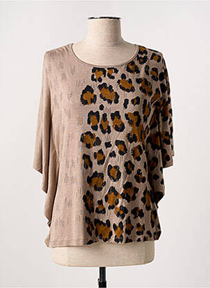T-shirt manches 3/4 manches 3/4 marron LEO & UGO femme