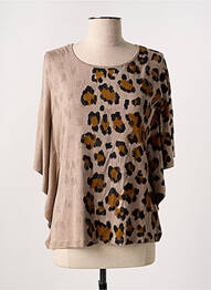 T-shirt stretch manches 3/4 marron LEO & UGO femme