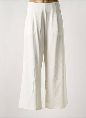 Pantalon large fermeture zip latéral taille haute blanc MARINA V femme