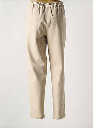 Pantalon droit taille haute taille haute beige KOKOMARINA femme