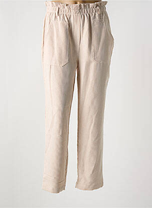 Pantalon droit stretch taille haute beige AN' GE femme