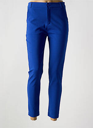 Pantalon chino fermeture zippée sous rabat boutonné taille normale bleu MARINA V femme