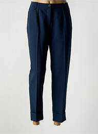 Pantalon chino fermeture zippée sous rabat boutonné taille normale bleu COTTONADE femme