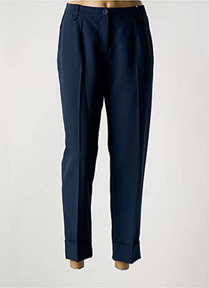 Pantalon chino fermeture zippée sous rabat boutonné taille normale bleu COTTONADE femme