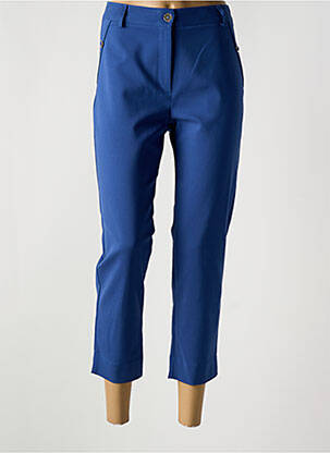 Pantalon 7/8 taille à pinces taille normale bleu HALOGENE femme