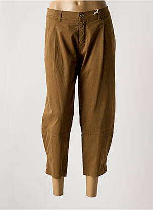 Pantalon 7/8 tissage popeline taille normale marron AQUAJEANS femme