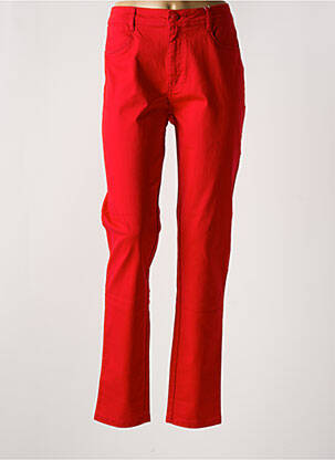 Pantalon droit fermeture zippée sous rabat boutonné rouge YOULINE femme
