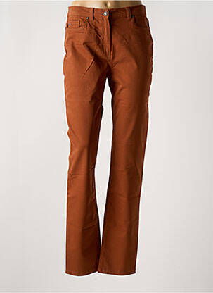 Pantalon droit fermeture zippée sous rabat boutonné marron ANTONELLE femme