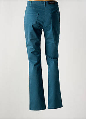 Pantalon droit fermeture zippée sous rabat boutonné bleu ANTONELLE femme