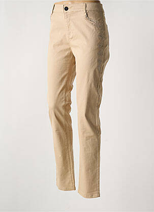 Pantalon droit fermeture zippée sous rabat boutonné beige FARFALLA ROSSO femme