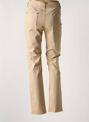 Pantalon droit fermeture zippée sous rabat boutonné beige FARFALLA ROSSO femme